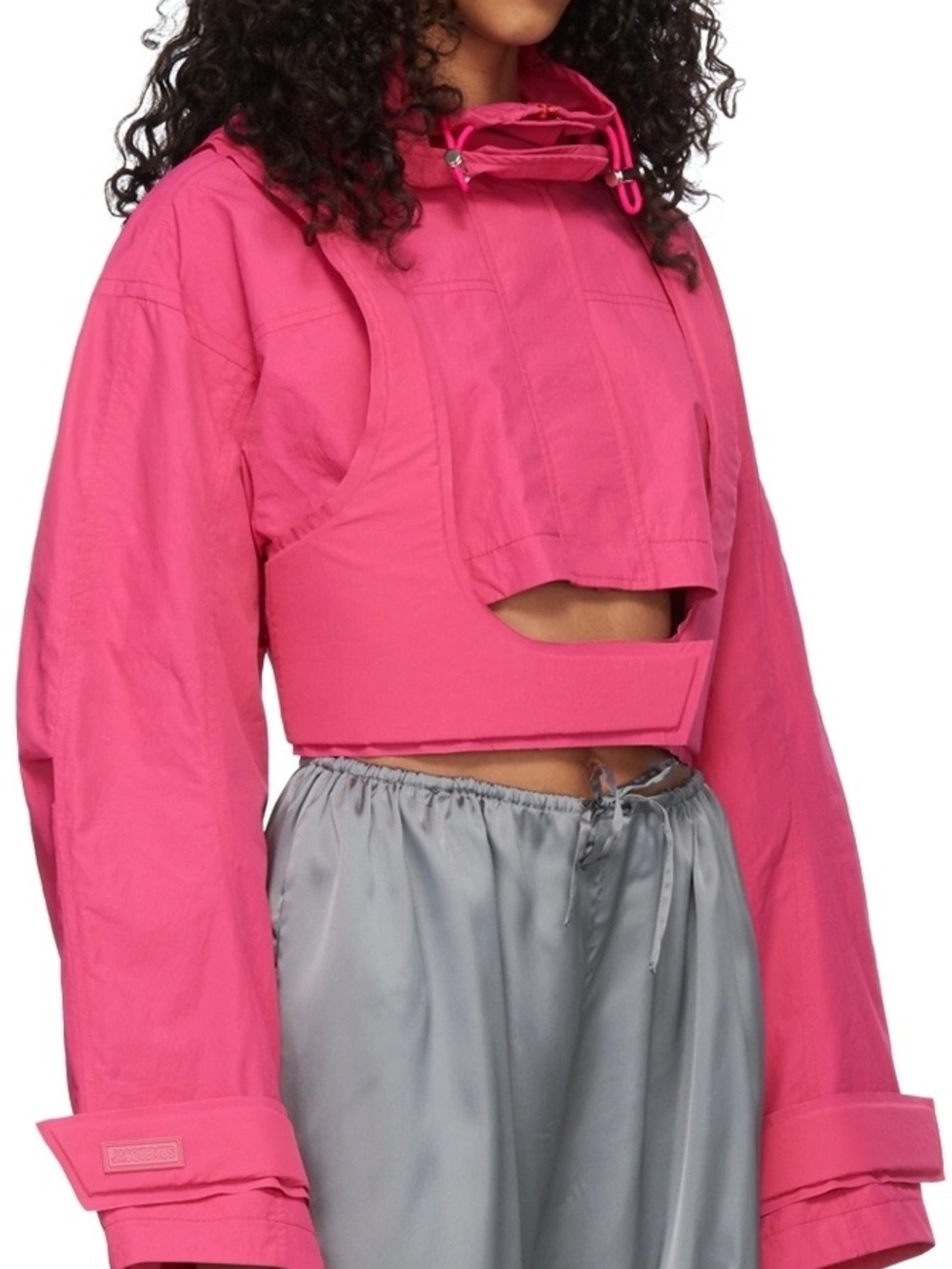 Jacquemus Hot Pink Cropped Bomber Jacket with Hood. Size s NWT